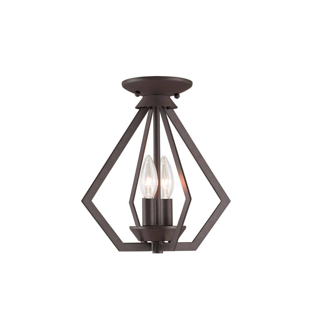Bronze Mini 2-Light Industrial Candle Chandelier