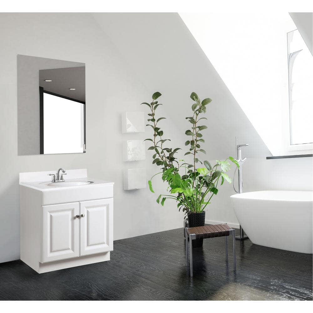Wyndham White Cultured Marble Top Freestanding Bathroom Vanity