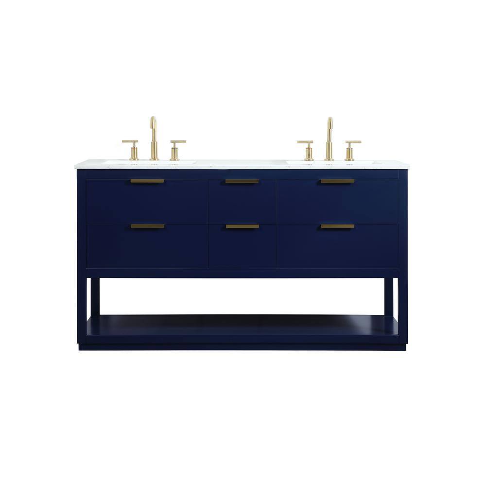 Simply Living 60 in. W x 22 in. D x 34 in. H Bath Vanity in Blue with Calac