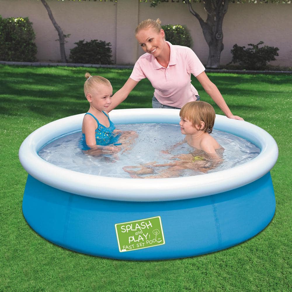Blue Inflatable Round Vinyl Above Ground Pool for 6