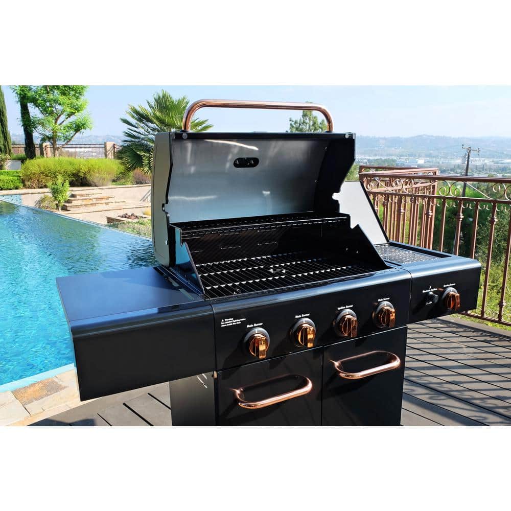 Kenmore Black and Copper 4-Burner Propane Gas Grill with Side Burner