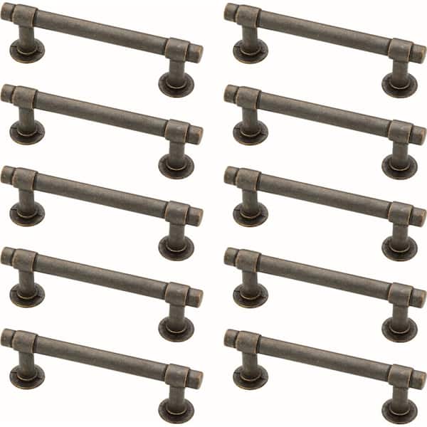 3 Inch 10-Pack Cabinet and Drawer Pull with Square Feet Warm Chestnut