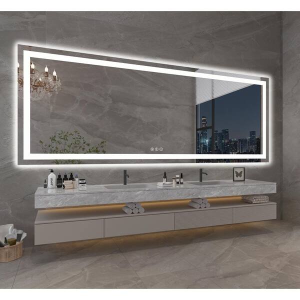 Klajowp 84 in. W x 32 in. H Large Rectangular Frameless Anti-Fog 
