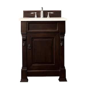 Brookfield 26.0 in. W x 23.5 in. D x 34.3 in. H Bath Vanity in Burnished Mahogany with Eternal Marfil Top