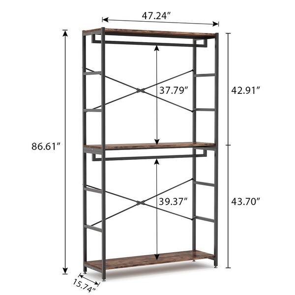 Tribesigns Cynthia Rustic Brown Garment Rack L-Shaped Freestanding Clothes  Rack with Storage Shelves and 4-Hanging Rods TJHD-QP-0226 - The Home Depot