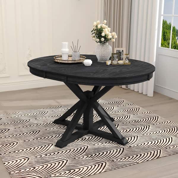 Retro Round Espresso Wood 45.28 in.Pedestal Dining Table Seats for 6