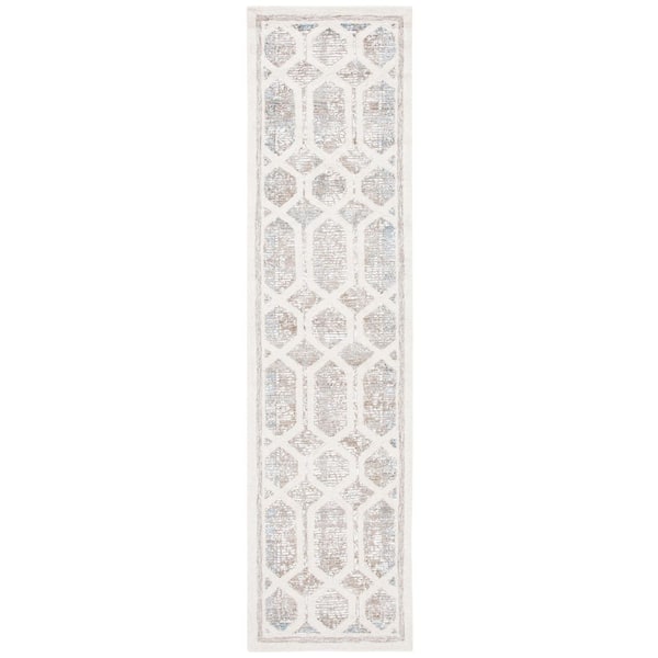 Artistry 2 ft. x 9 ft. Ivory/Beige Border Interlace Runner Rug