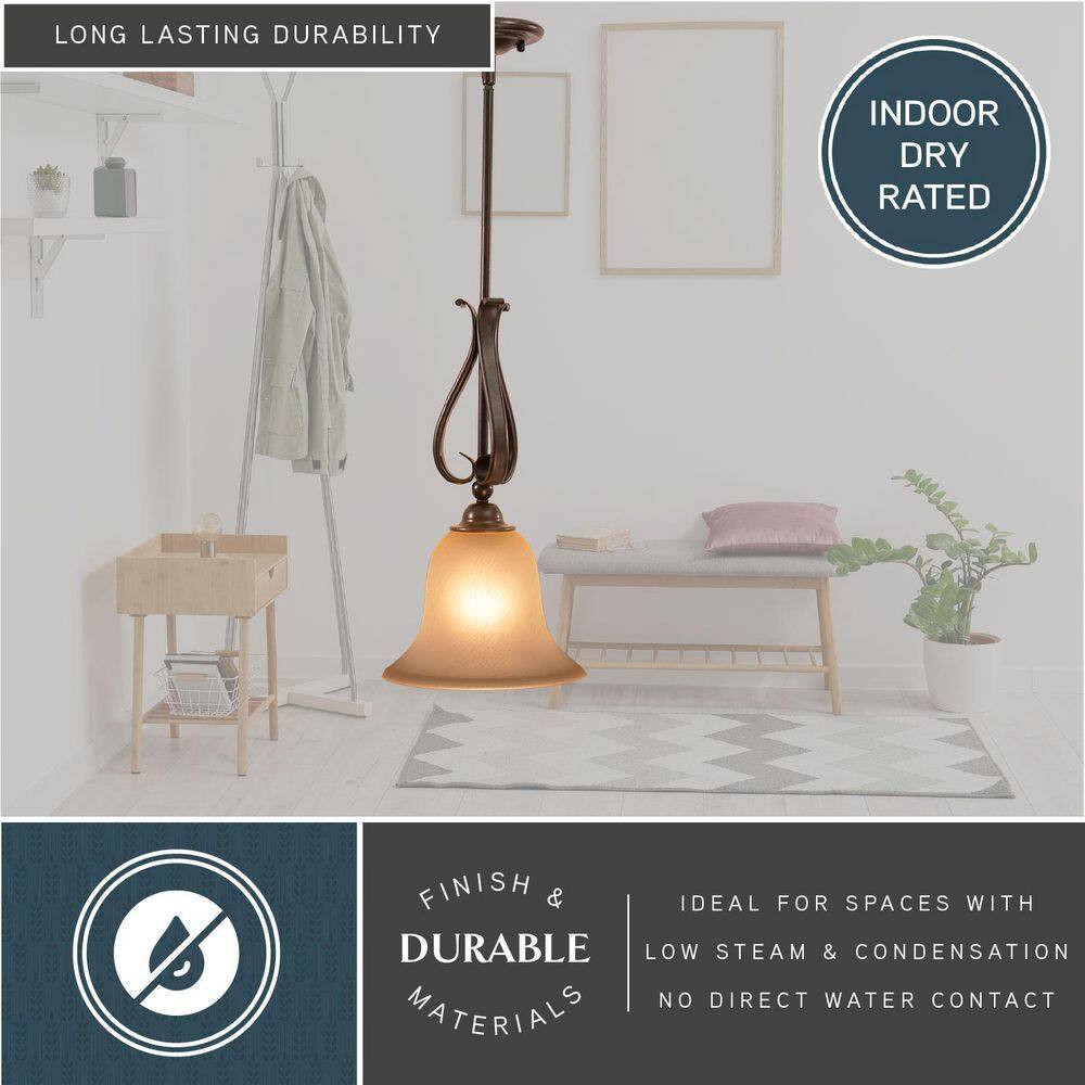 Monrovia Royal Bronze Mini Pendant with Brushed Cognac Glass