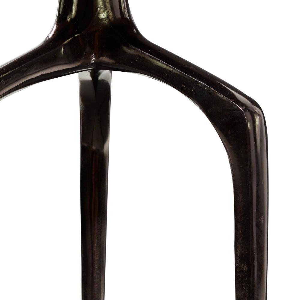 Black Aluminum Round Tray Top Accent Table with Tripod Legs