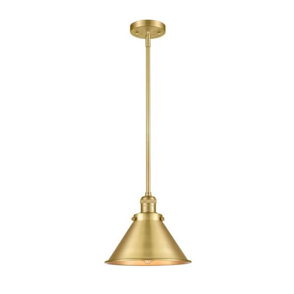 Briarcliff 1-Light Satin Gold Cone Pendant Light with Satin Gold Metal Shade