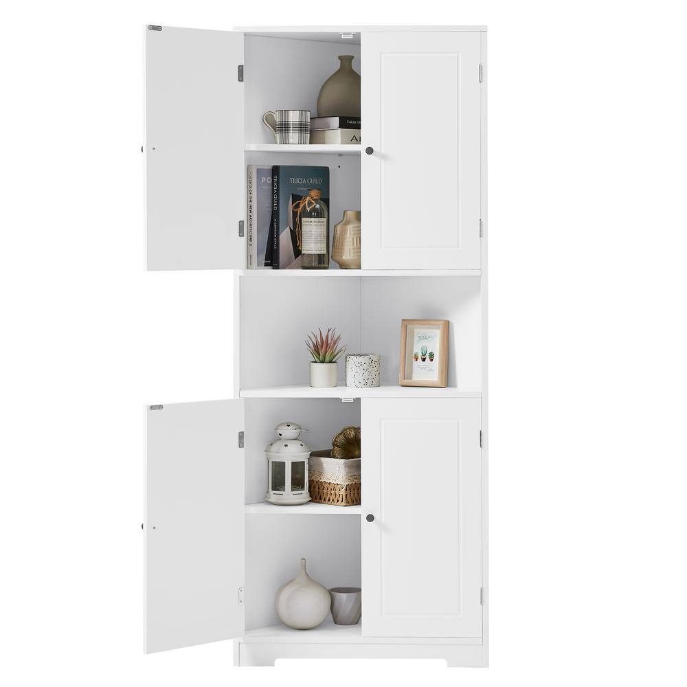 25 in. W x 14.9 in. D x 63.1 in. H White Linen Cabinet with Door and Adjust