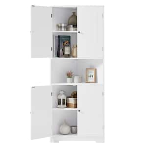 25 in. W x 14.9 in. D x 63.1 in. H White Linen Cabinet with Door and Adjustable Shelf for Bathroom