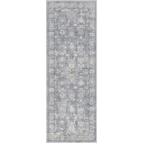 Unique Loom Portland Central Gray 2 ft. 2 in. x 6 ft. Runner Rug