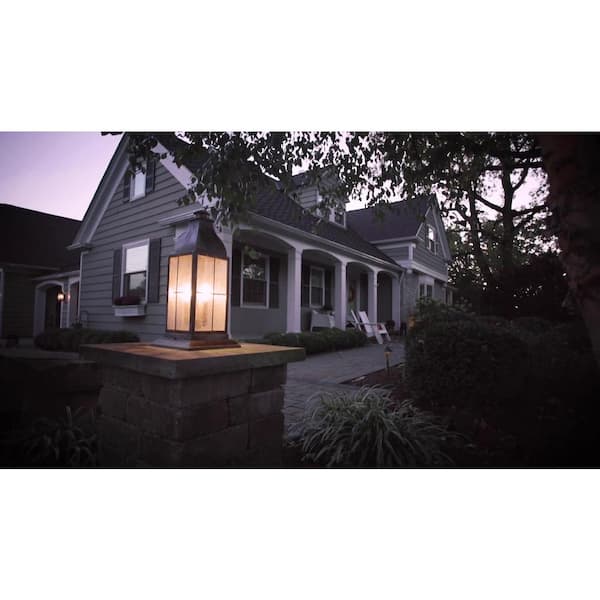 Bingham 21.25 in. 3-Light Greystone Low Voltage Outdoor Pier Mount Light