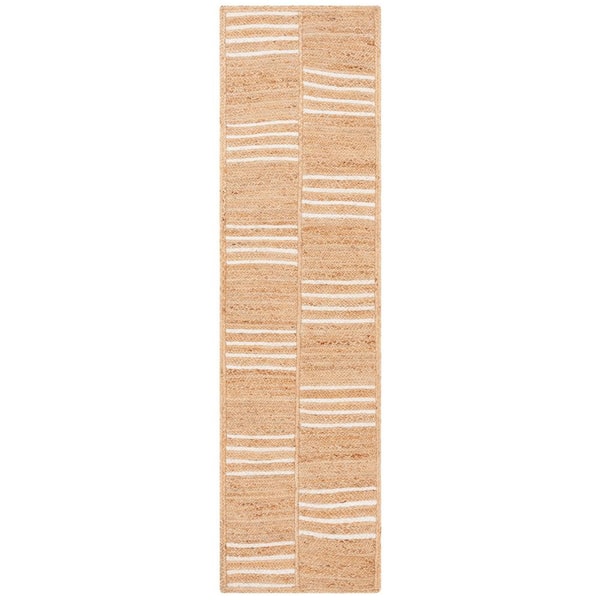 SAFAVIEH Natural Fiber Beige/Ivory 2 ft. x 9 ft. Woven Striped Runner Rug