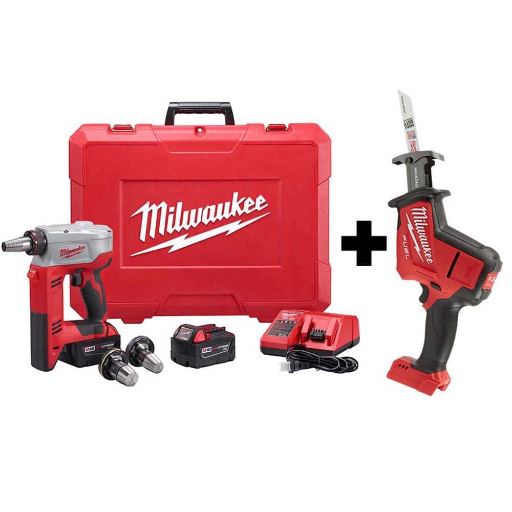 Milwaukee M18 18-Volt Lithium-Ion Cordless 3/8 in. to 1-1/2 in Expansion Tool Kit with HACKZALL Reciprocating Saw -  2632-22XC-27