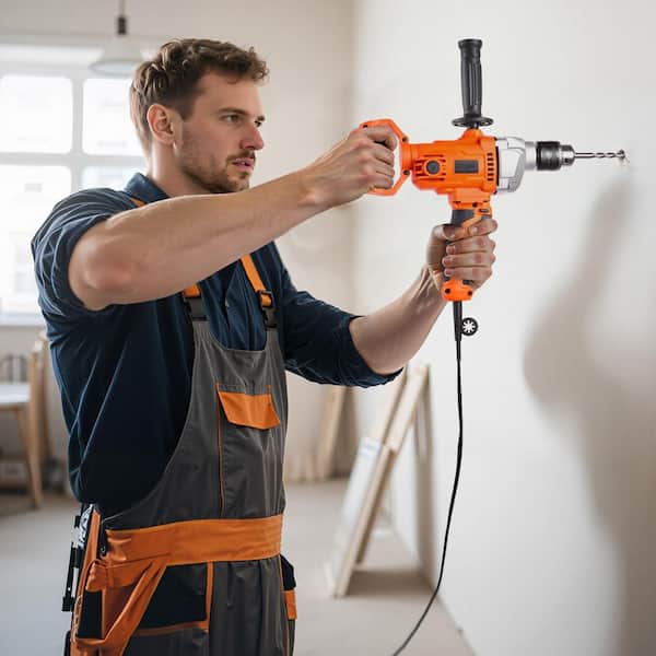 Electric Drill Mixer, 5/8-in. Corded Mixer Set, 0-850RPM 5.8A Mixing Tool with D-Handle for Drilling and Mixing Tasks
