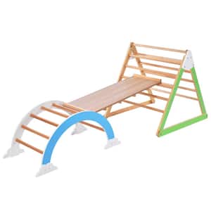 Wooden Indoor Climbing Triangle Toys, Arc Climber Jungle with Ramp and Arch Toy Rocker