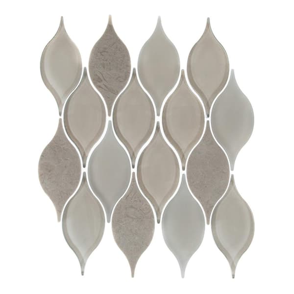 Unbranded Blended Nature Warm 11.87 in. x 11.12 in. Teardrop Glossy Natural Stone/Glass Mosaic (0.917 sq. ft./Each)