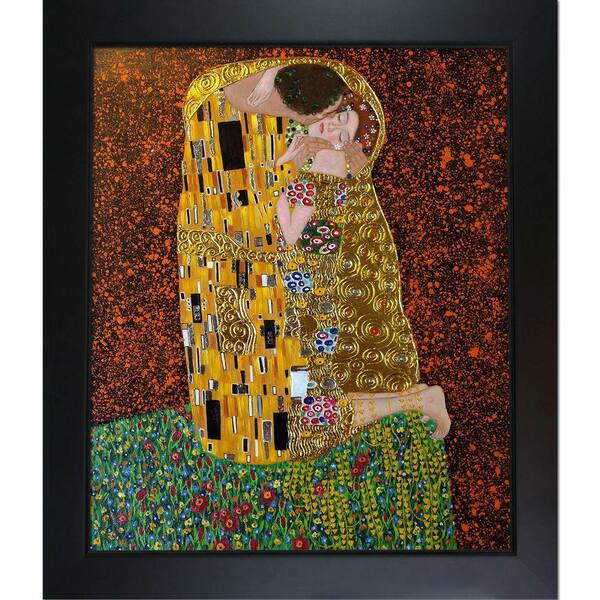 La Pastiche 29 In X 25 In The Kiss Full View Luxury Line With New Age Black Frame By Gustav Klimt Framed Wall Art Klg1839 Fr 137b20x24 The Home Depot