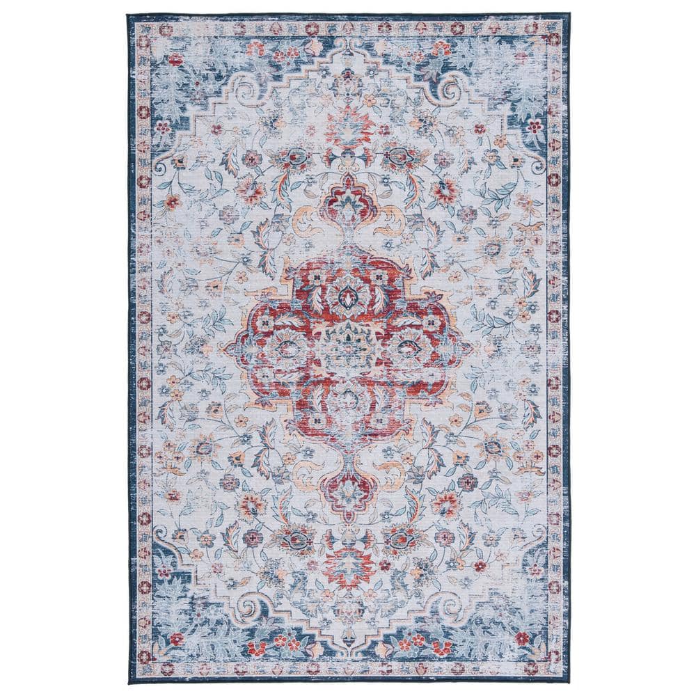 Safavieh Tucson Collection TSN105F Light Grey / Rust Rug - 5' x 8