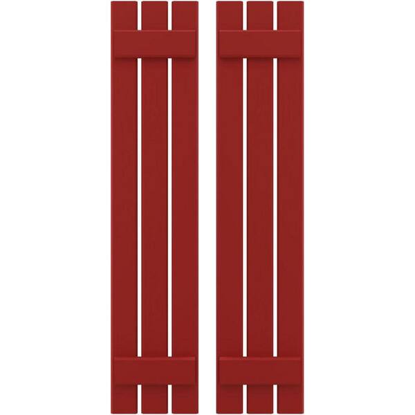 Ekena Millwork 11-1/2 in. W x 69 in. H Americraft 3 Board Exterior Real Wood Spaced Board and Batten Shutters Fire Red