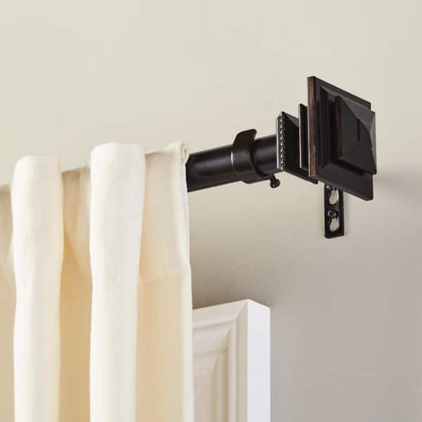 Square Oil-Rubbed Bronze Plastic Curtain Rod Finial (Set of 2)