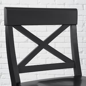 Cedarville Charcoal Black Wood Counter Stools with Cross Back (Set of 2)