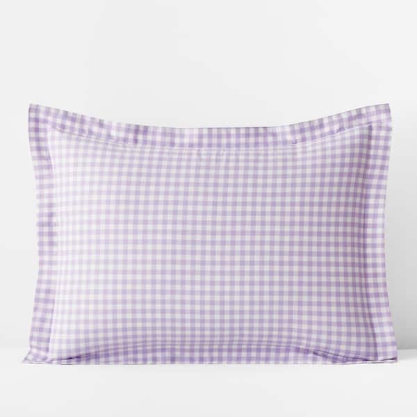Gingham Lilac Organic Cotton Percale Full Sheet Set