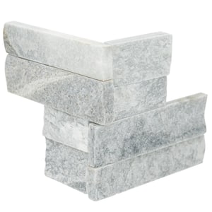 Alaska Gray Mini Ledger Corner 4.5 in. x 9 in. Natural Splitface Marble Wall Tile (4 sq. ft. / case)