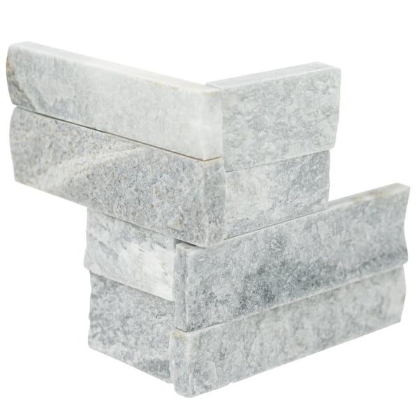 MSI Alaska Gray Mini Ledger Corner 4.5 in. x 9 in. Natural Splitface Marble Wall Tile (4 sq. ft. / case)