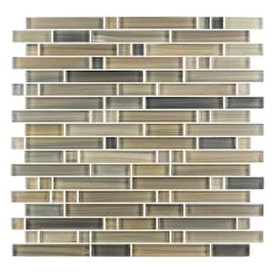 Handicraft II Desert Gray Linear Mosaic 12 in. x 12 in. Glossy Glass Wall and Pool Tile (1 Sq. ft.)