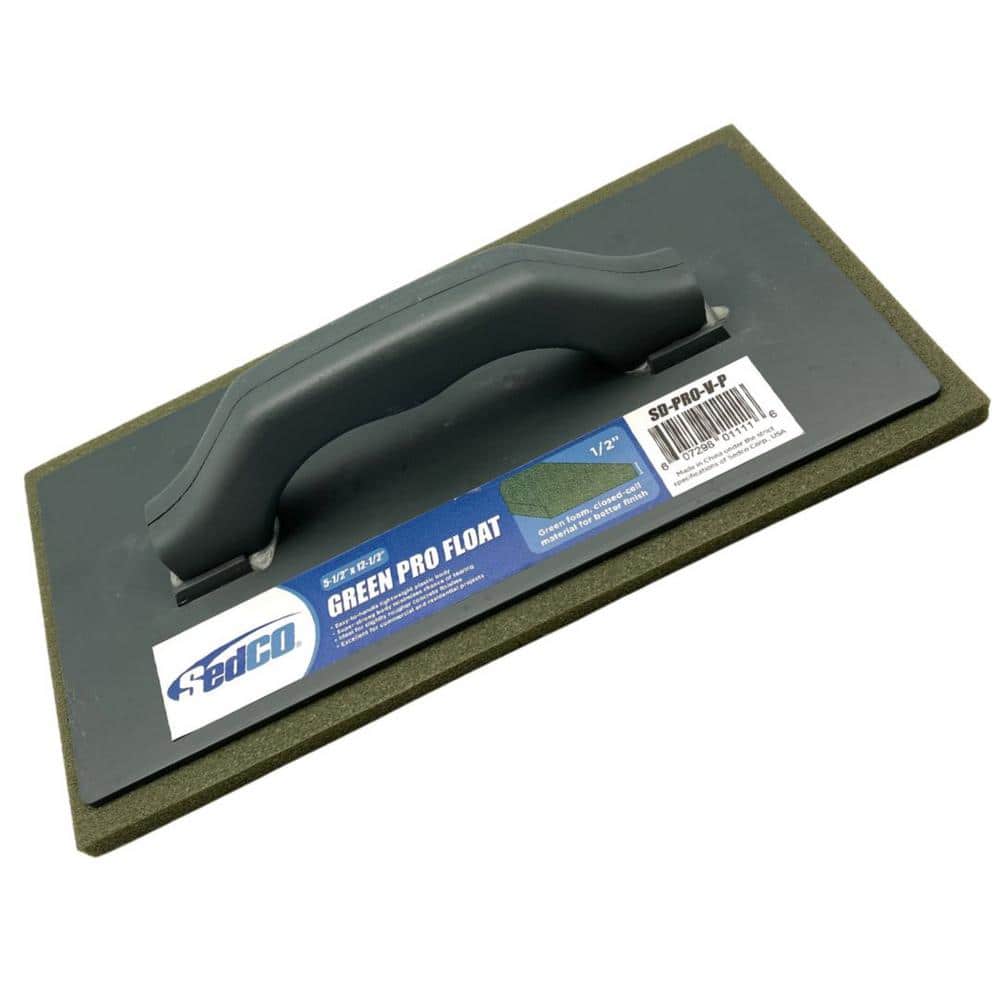 Sedco 12-1/2 in. x 5-1/2 in. Green Rubber Concrete Hand Float with PVC ...