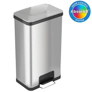 AirStep 18 Gal. Step-On Kitchen Stainless Steel Trash Can with Odor Control System Silent and Gentle Lid Close