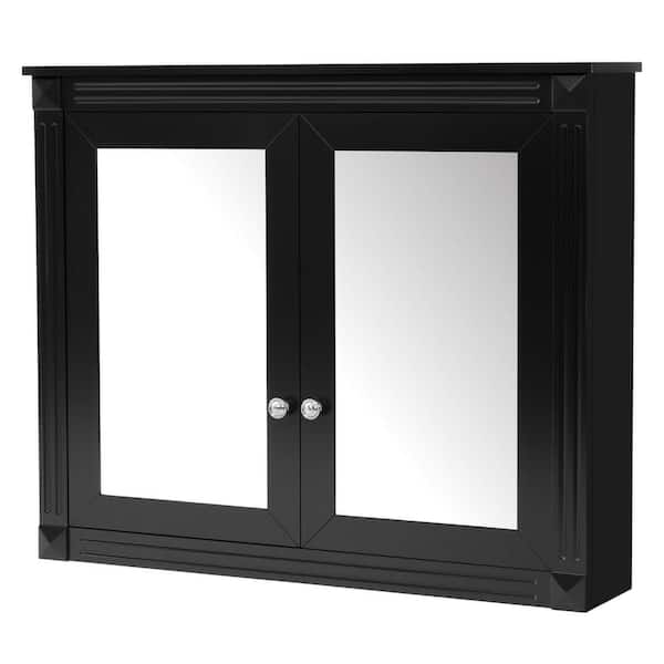 36 in. W x 28.7 in. H Rectangular Black Wall Mounted Bathroom Storage Medicine Cabinet with Mirror, Adjustable Shelves