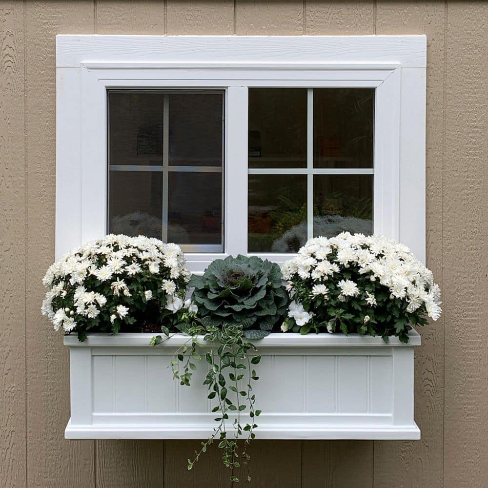 Cape Cod 36" White Polyethylene Self-Watering Window Box Planter