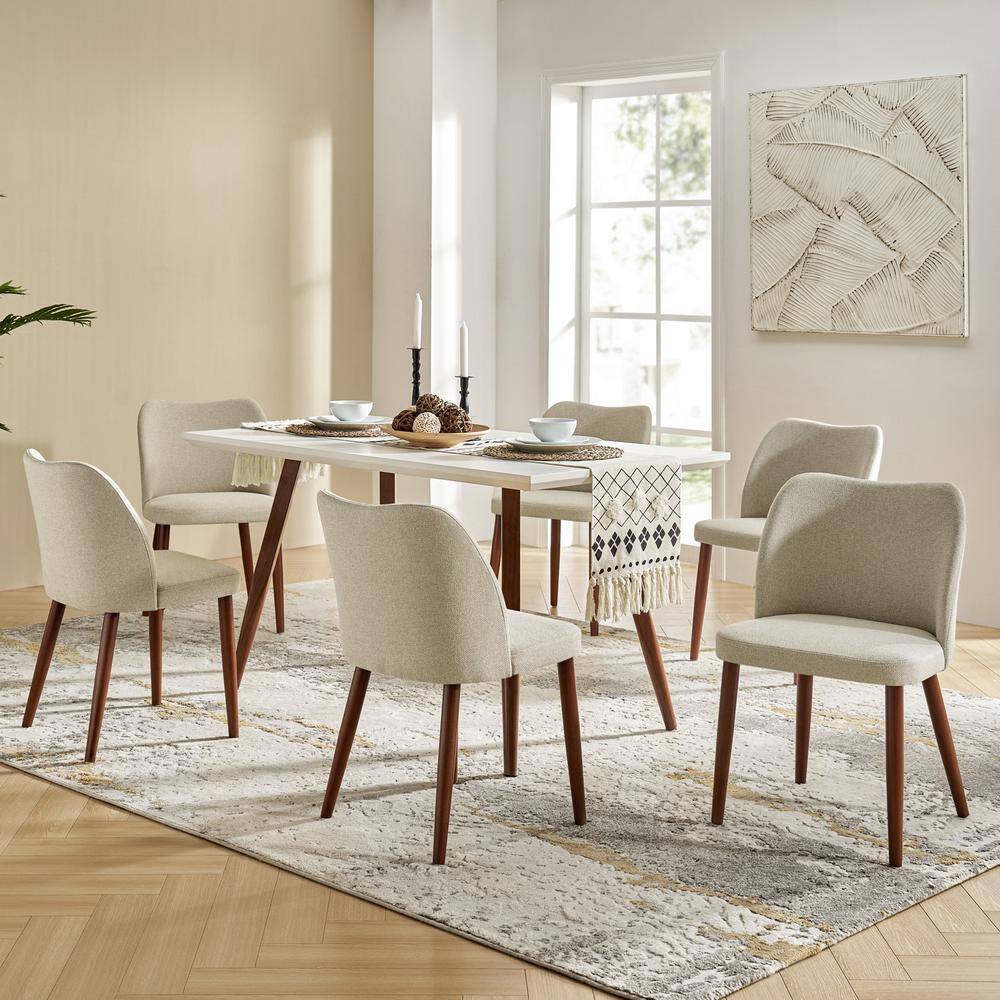 JAYDEN CREATION Eliseo Grey Modern Upholstered Dining Chair with Solid ...