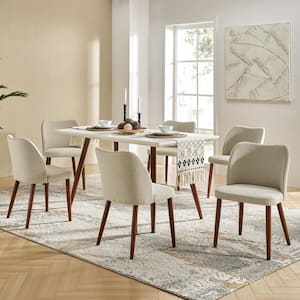 Eliseo Grey Modern Upholstered Dining Chair with Solid Wood Legs Set of 6