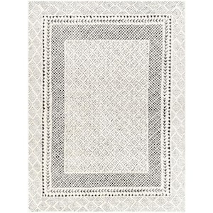 Freud Charcoal/Cream 8 ft. x 10 ft. Border Indoor Area Rug