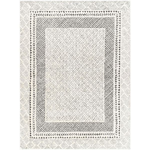 Freud Charcoal/Cream 8 ft. x 10 ft. Border Indoor Area Rug
