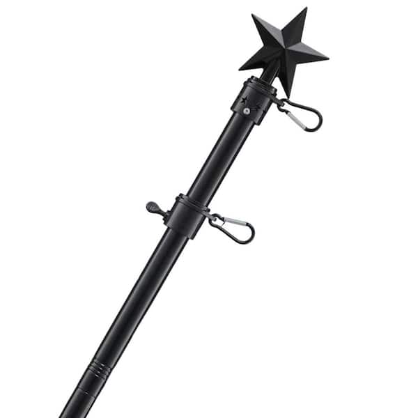 Tangle Free 1 in. 2-Position Metal Flag Pole Holder Kit with Mount Bracket for 3x5 Outdoor House Porch Garage Flag Black