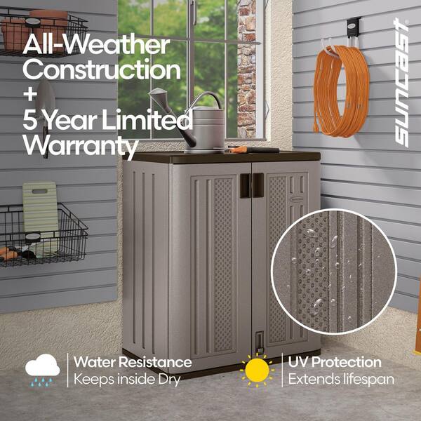 Suncast Plastic Freestanding Garage Base Cabinet in Platinum (30