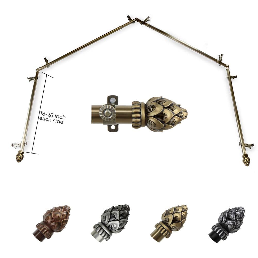 "13/16"" Bud 4-Sided Bay Window Curtain Rod (18-28 inch each side)-Antique Brass" price history on PriceWatchPro