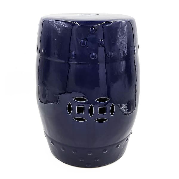Painted Blue Ceramic Garden Stool
