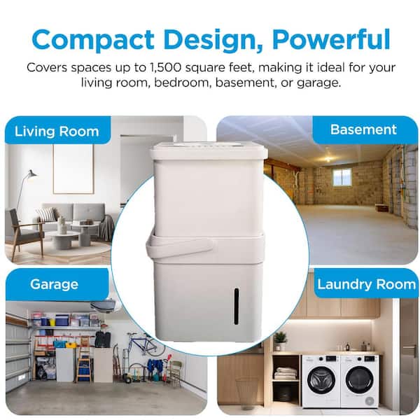 Midea - 20 pt. Coverage area 500 sq.ft. CUBE Dehumidifier in. White with Pump ENERGY STAR MOST EFFICIENT for basement or bedroom