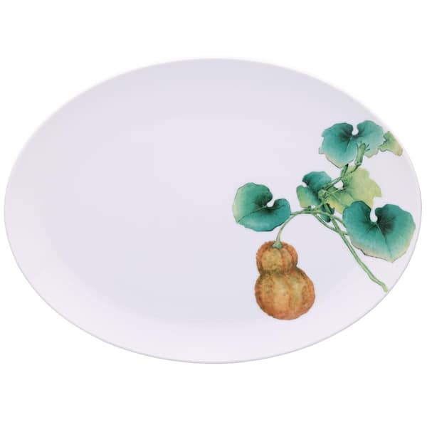 Noritake Kyoka Shunsai 14.5 in. White Porcelain Oval Platter