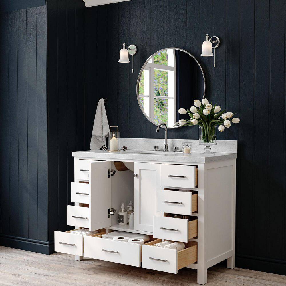 Cambridge 49" White Marble Top Single Sink Vanity