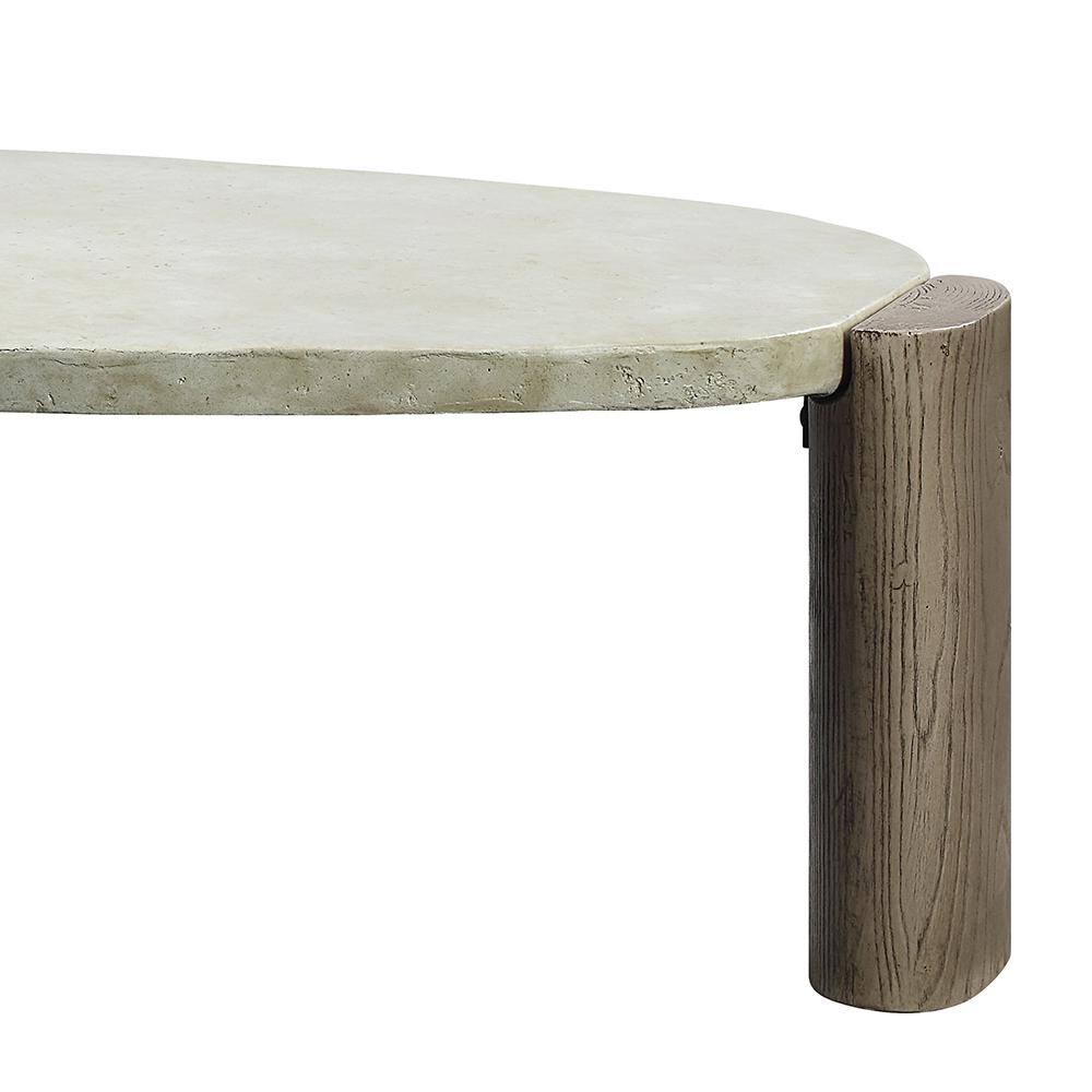 47'' Weathered Gray and Oak Oval Coffee Table