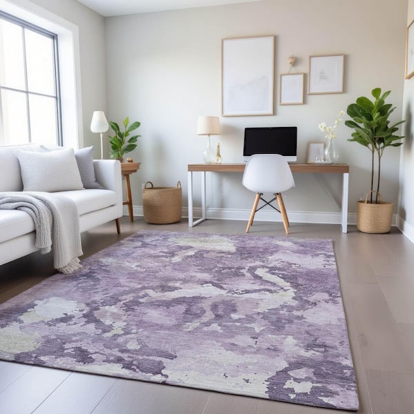 Mayfield Premium Machine Washable Abstract AMF1381 Lavender 9 ft. x 12 ft. Area Rug