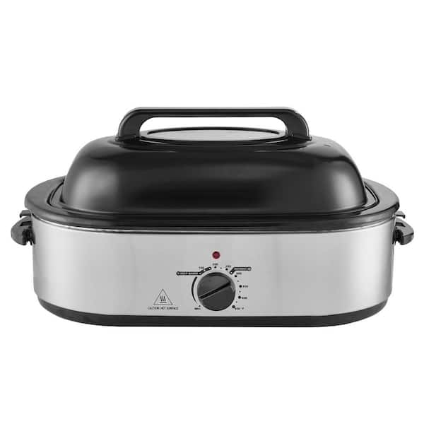22QT Electric Roaster Oven w/Self-Basting Lid, Defrost/Warm, Adj Temp, Removable Pan/Rack, 26LB Turkey Capacity, Silver